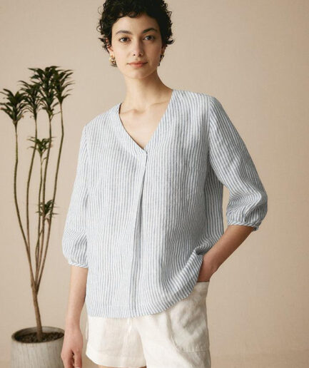LWZLI™ 100% Linen Puff Sleeves Top LEAH