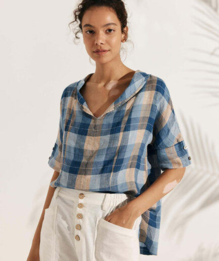 LWZLI™ Linen V Neck Short Sleeve Shirt SIERRA
