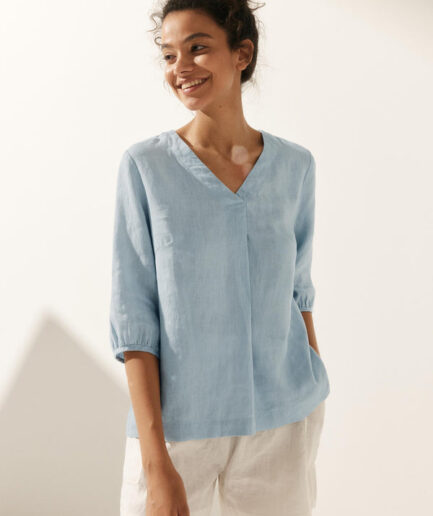LWZLI™ 100% Linen Puff Sleeves Top LEAH