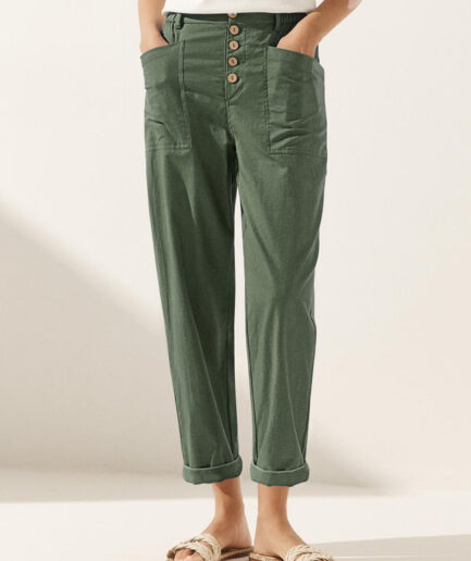 LWZLI™ Linen Simple Button Fly Trousers HEIDI