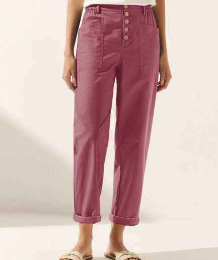 LWZLI™ Linen Simple Button Fly Trousers HEIDI