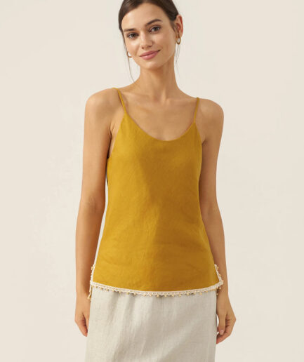 LWZLI™ 100% Linen Beaded Hem Camisole Bree