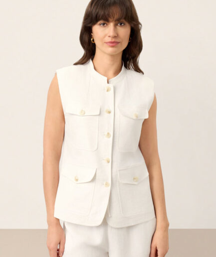 LWZLI™ Linen Four-Pocket Tailored Sleeveless Vest COSIMA
