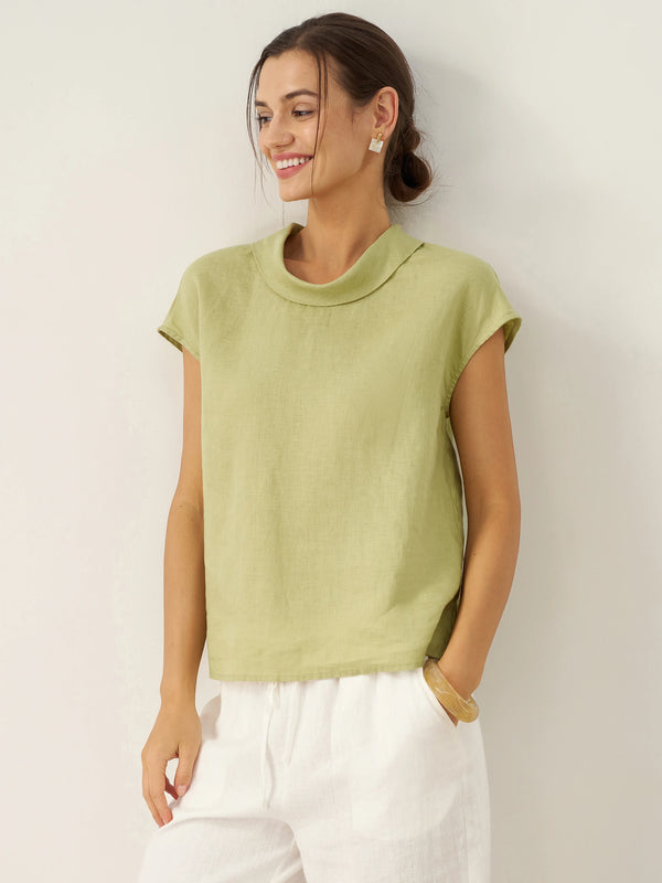 100_LinenCapSleeveSoft-FoldCollarTopSageAppleOT578.jpg
