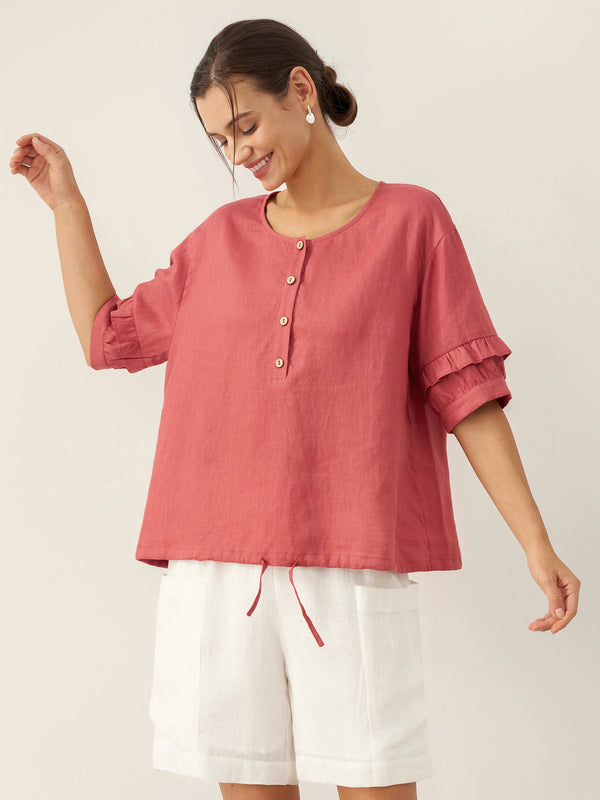 100_LinenFlutterSleeveDrawstringTopPomegranateRedOT521.jpg