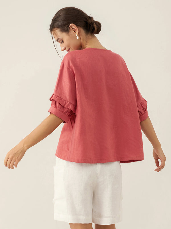 100_LinenFlutterSleeveDrawstringTopPomegranateRedOT523.jpg