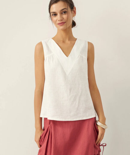 LWZLI™ 100% Linen V-Neck Sleeveless Tank Top NICOLE