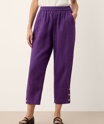 LWZLI™ 100% Linen Artisan Button Tapered Pants KATHERINE