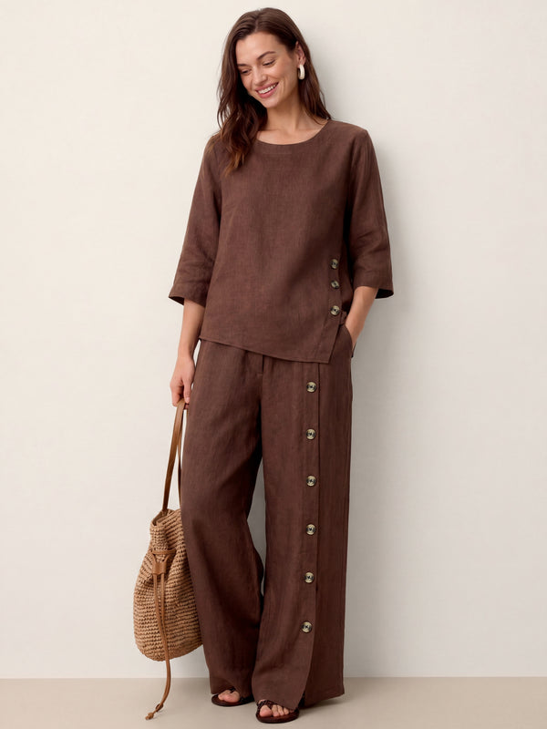 100_Linen_Buttoned_Slit-Hem_Pants_KATYA_EspressoBrow_PT80_01.jpg