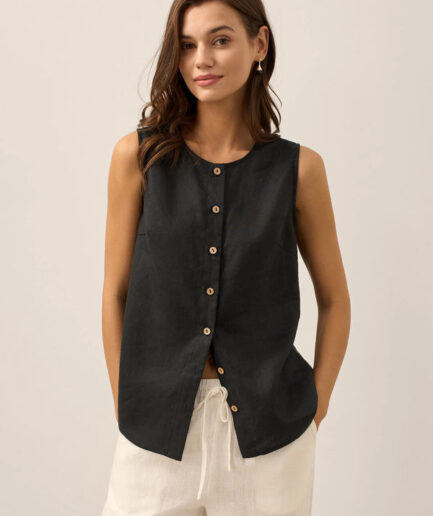 LWZLI™ 100% Linen Buttons Down Tank Top ERIN