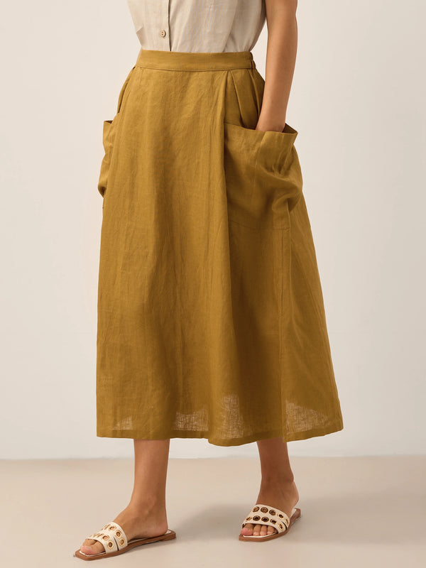 100_Linen_Elastic_Waist_Skirt_MARINA_Mustard_SKT21_2.jpg