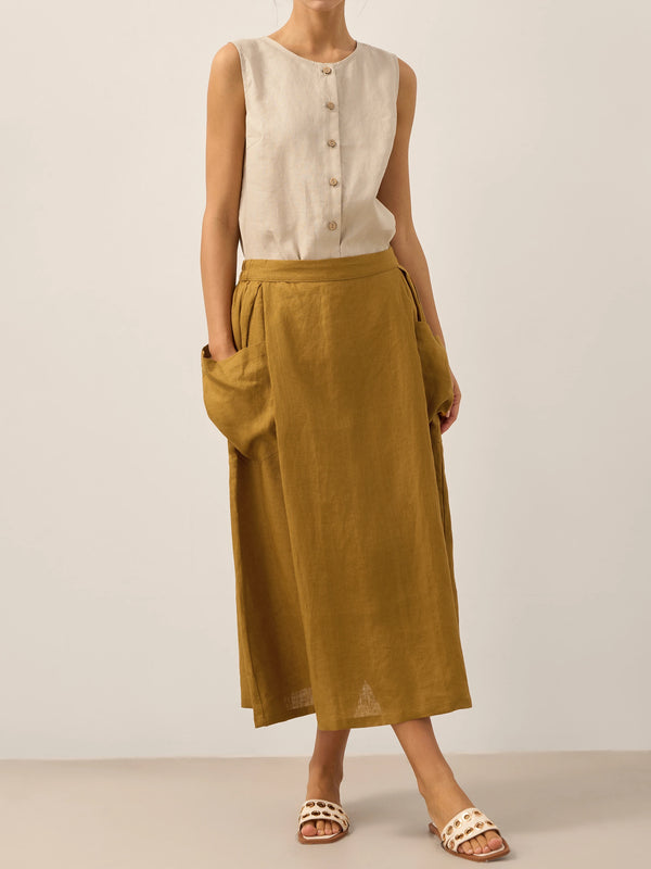 100_Linen_Elastic_Waist_Skirt_MARINA_Mustard_SKT21_7.jpg