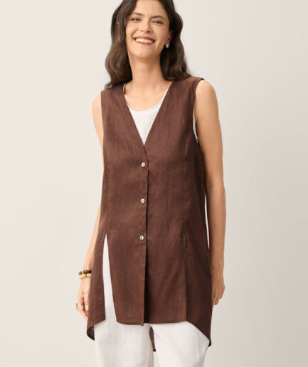 LWZLI™ 100% Linen Shell Button Slit Overtop DOMINIQUE