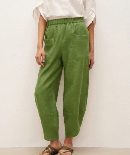 LWZLI™ 100% Linen Petal-Hem Trousers with Elastic Waist LIV