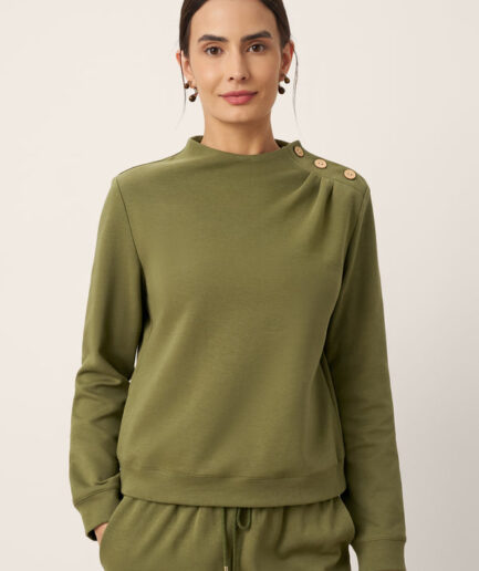 LWZLI™ Cotton Shoulder Button Long Sleeve Top MYRA