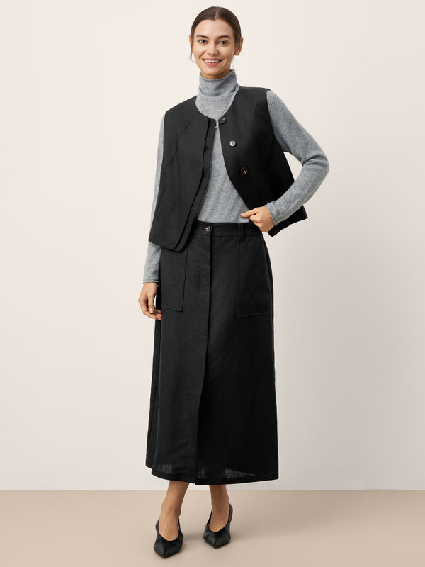 Linen-Tencel_Patch_Pocket_Placket_Skirt_LYRA_CharcoalBlack_SKT28_003.jpg