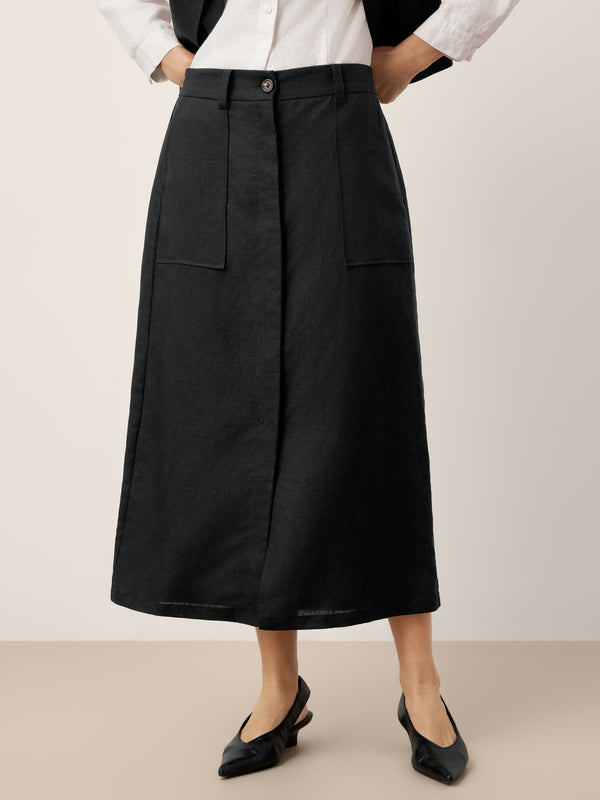 Linen-Tencel_Patch_Pocket_Placket_Skirt_LYRA_CharcoalBlack_SKT28_006.jpg