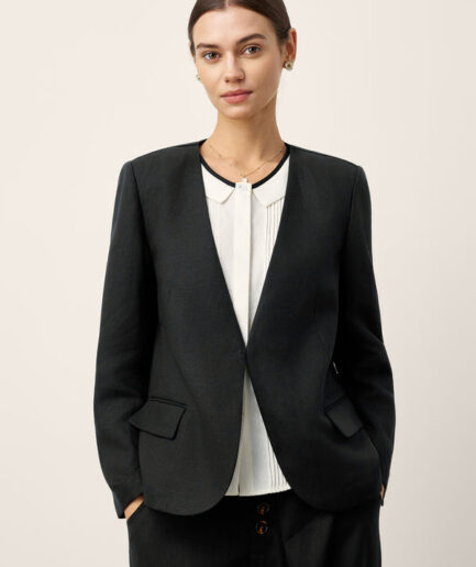 LWZLI™ Linen-Lyocell Relaxed V-neck Tailored Blazer VERITY