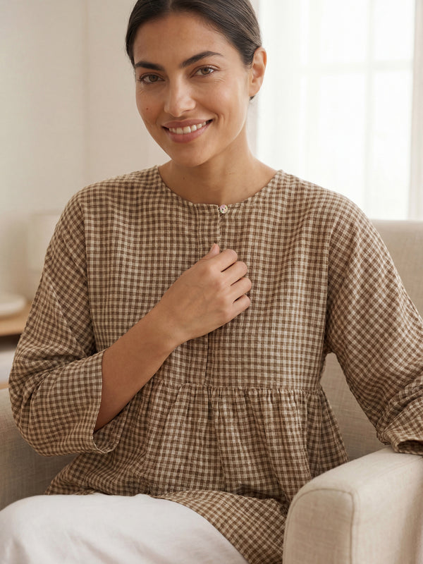 LinenCheckedLong-SleevedTopCAROLINESHT45-Chocolate_1.jpg
