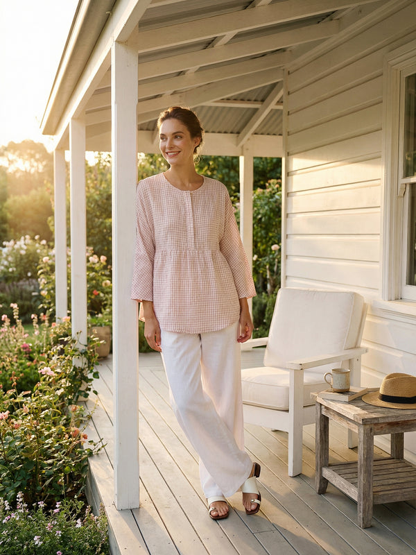 LinenCheckedLong-SleevedTopCAROLINESHT45-ShellPink_2.jpg
