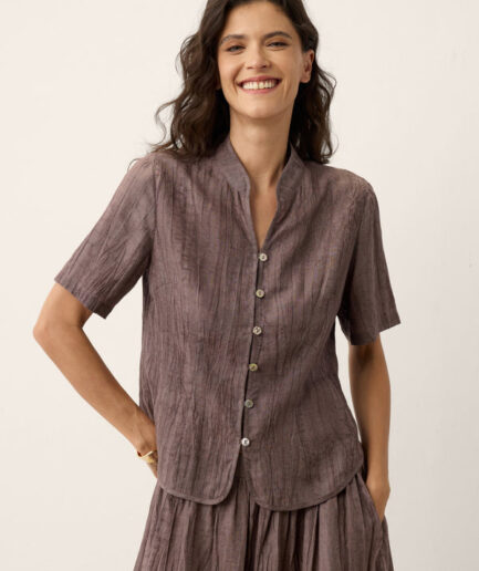 LWZLI™ Lyocell Textured Stand Collar Shirt Jacket PHILIPPA