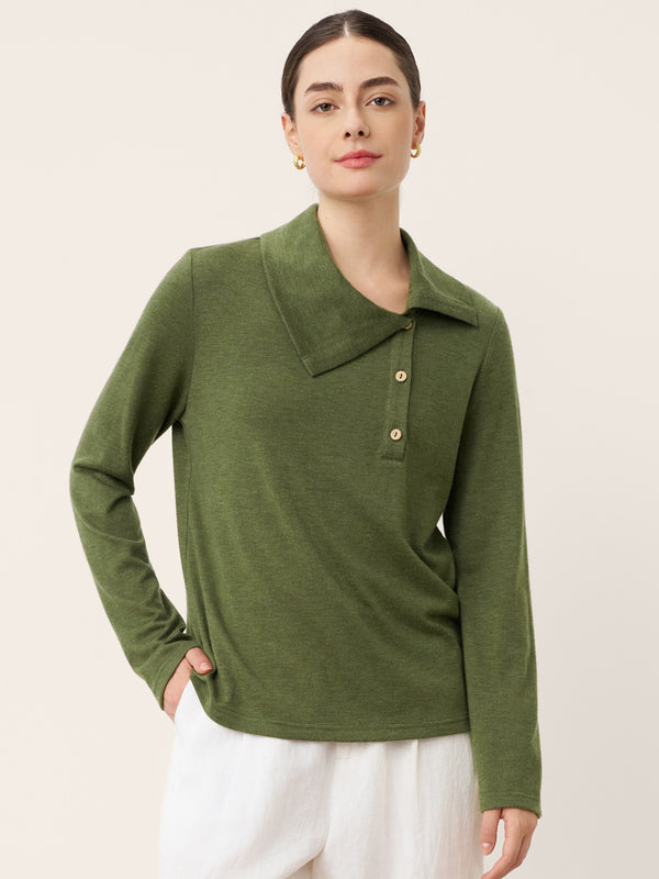 WoolAsymmetricLapelFruitButtonDecorTopOliveLOT18_1.jpg