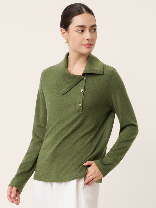 WoolAsymmetricLapelFruitButtonDecorTopOliveLOT18_2.jpg