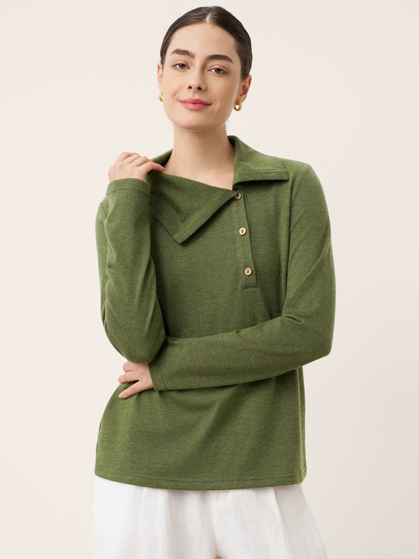 WoolAsymmetricLapelFruitButtonDecorTopOliveLOT18_3.jpg